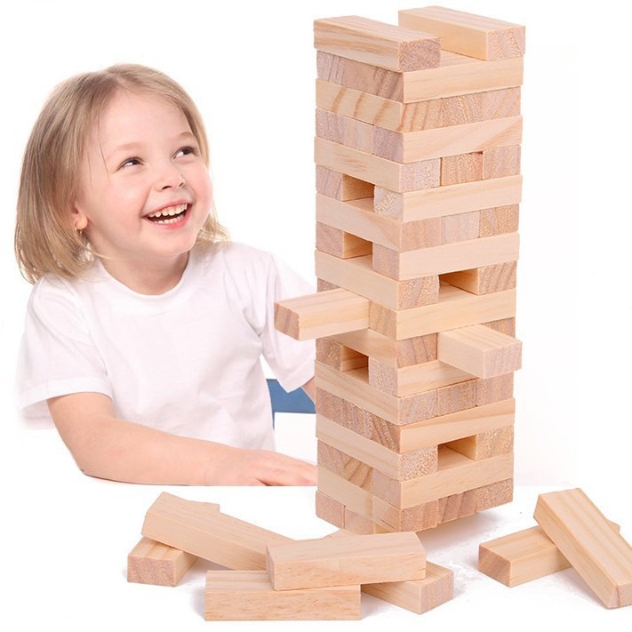 Kids Education Login - Balok kayu susun alami, mainan puzzle