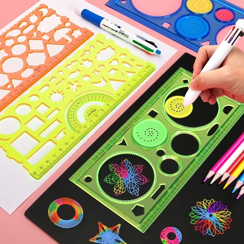 Kids Education Template - Set Stensil Gambar Spirograf Geometri, Template
