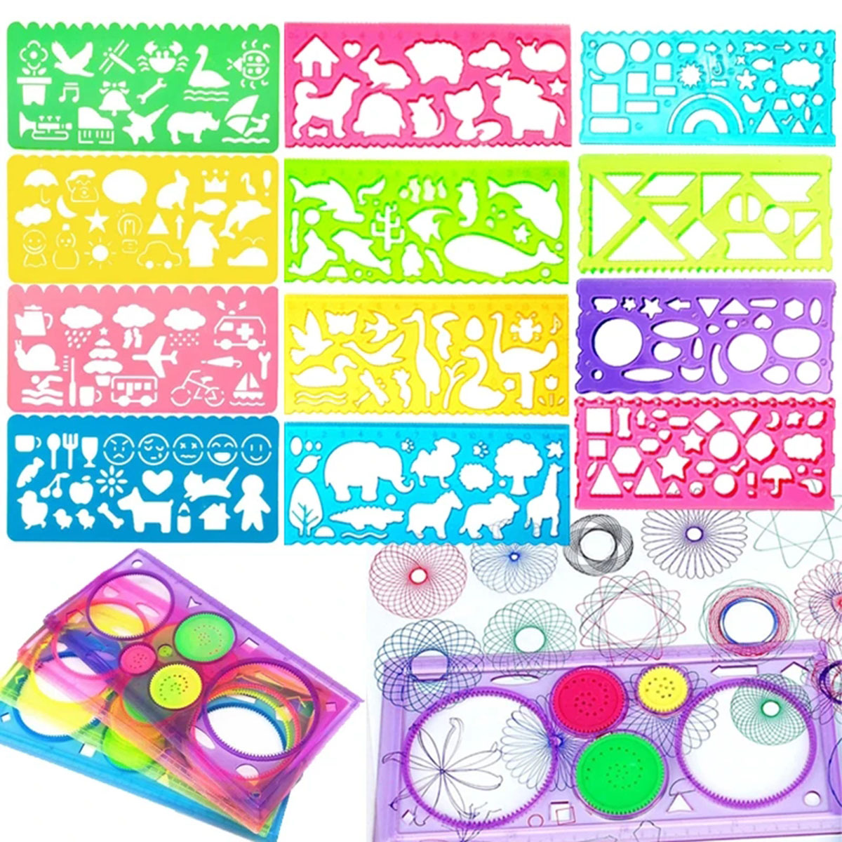 Kids Education Template - Set Stensil Gambar Spirograf Geometri Templat
