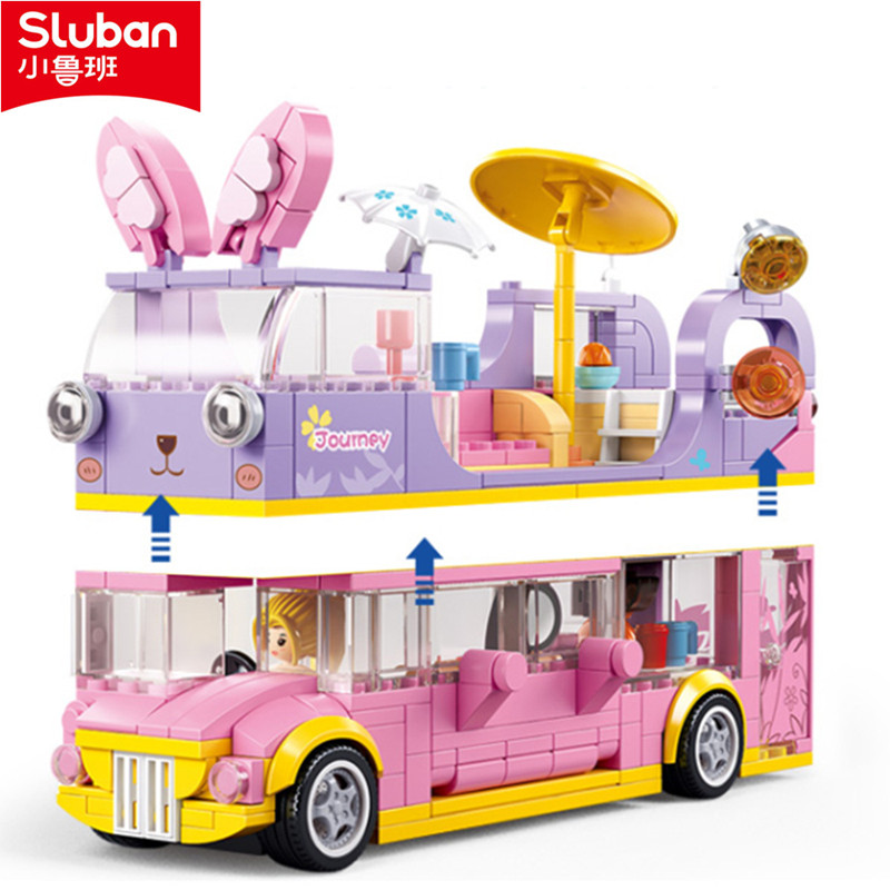 Happy Kids Education - Sluban 412Pcs Blok Bangunan Bus Kelinci