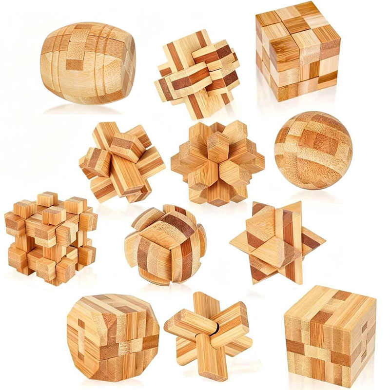 Kids Education Yes - Puzzle Kunci Lu Ban Bambu 4.5CM