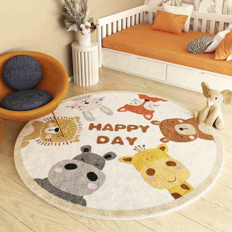 Happy Kids Education - Karpet Bulat Hewan Bahagia Bahan Flanel