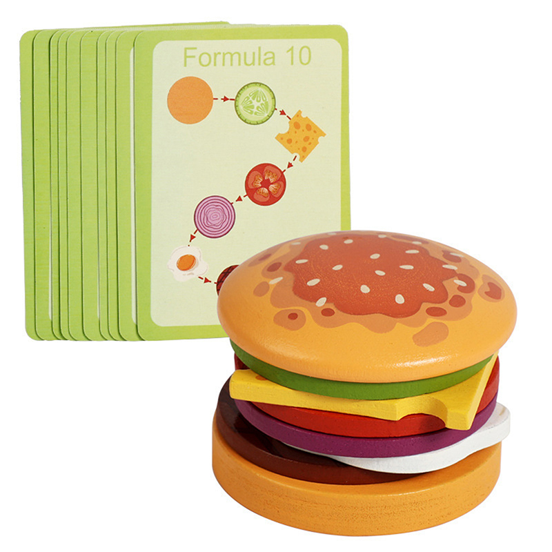 Happy Kids Education - 【HAPPY】Mainan Susun Sandwich Hamburg Kayu untuk