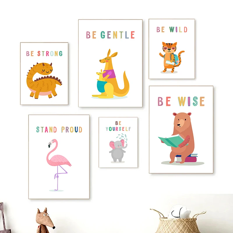 Kids Education Yes - Kanvas Cetak Gambar Hewan Dinding Kosakata