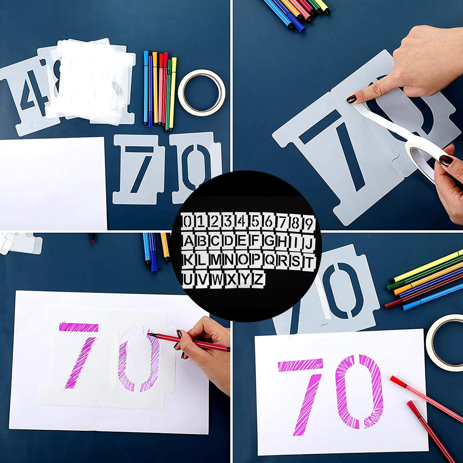 1Set Stensil Gambar Huruf dan  - Kids Education Template ulasan dan harga