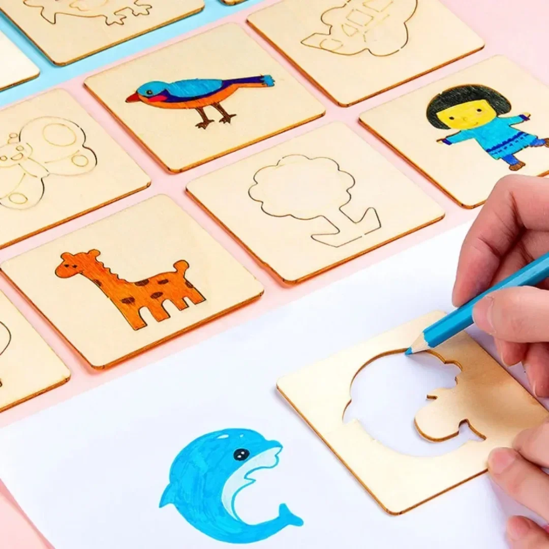 20 Buah Stensil Gambar Kayu Mo - Kids Education Template ulasan dan harga
