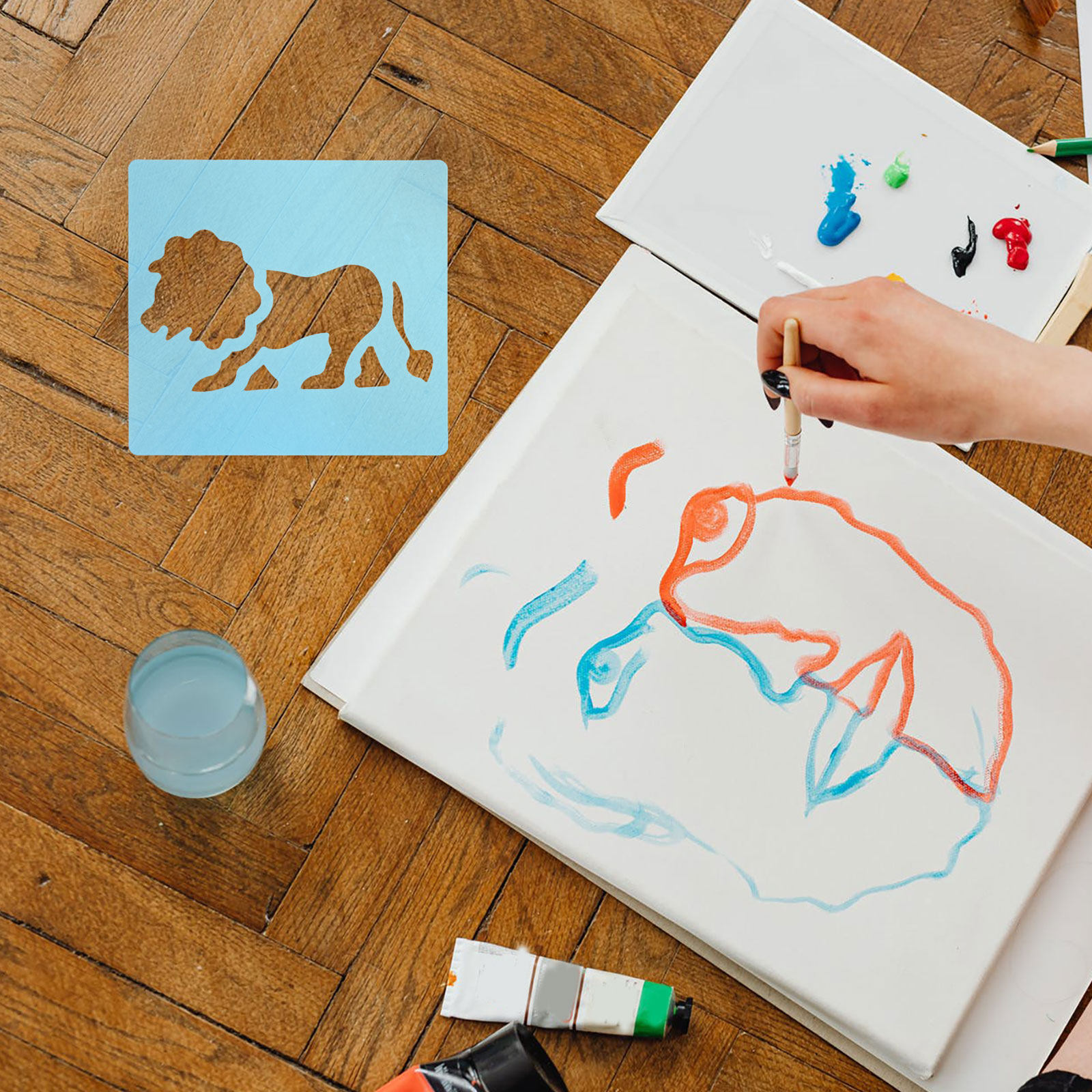 12 Buah Stensil Gambar Plastik - Kids Education Template ulasan dan harga